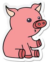 Aufkleber eines skurrilen, handgezeichneten Cartoon-Schweins vektor