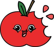 süßer Cartoon roter Apfel vektor