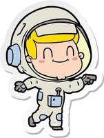 Aufkleber eines glücklichen Cartoon-Astronauten vektor