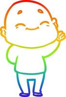 Regenbogen-Gradientenlinie Zeichnung Cartoon glücklicher glatzköpfiger Mann vektor