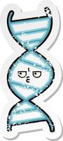 bedrövad klistermärke av en söt tecknad DNA-sträng vektor