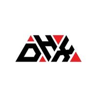 dhx-Dreieck-Buchstaben-Logo-Design mit Dreiecksform. dhx-Dreieck-Logo-Design-Monogramm. dhx-Dreieck-Vektor-Logo-Vorlage mit roter Farbe. dhx dreieckiges Logo einfaches, elegantes und luxuriöses Logo. dhx vektor