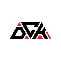 dck-Dreieck-Buchstaben-Logo-Design mit Dreiecksform. Dck-Dreieck-Logo-Design-Monogramm. Dck-Dreieck-Vektor-Logo-Vorlage mit roter Farbe. dck dreieckiges Logo einfaches, elegantes und luxuriöses Logo. dck vektor