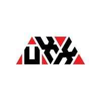 uxx triangel bokstavslogotypdesign med triangelform. uxx triangel logotyp design monogram. uxx triangel vektor logotyp mall med röd färg. uxx triangulär logotyp enkel, elegant och lyxig logotyp. uxx