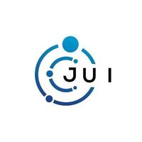 Jui-Buchstaben-Technologie-Logo-Design auf weißem Hintergrund. Jui kreative Initialen schreiben es Logokonzept. Jui Briefgestaltung. vektor
