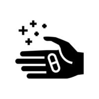 Hand, die Homöopathie Pille Glyphe Symbol Vektor Illustration hält