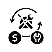 Werkzeug- und Service-Reparatur-Glyphen-Symbol-Vektor-Illustration vektor