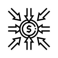 einkommen geld linie symbol vektor illustration