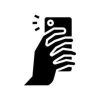 Foto machen auf Smartphone-Kamera-Glyphen-Symbol-Vektor-Illustration vektor