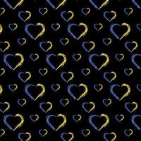 seamless mönster med gul-blå hjärtan på en svart bakgrund.vector illustration.seamless mönster med gul-blå hjärtan på en svart bakgrund.vector illustration. vektor