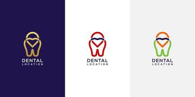 dental plats logotyp ikon med linjekonst stil vektor