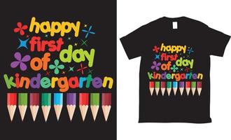 glücklicher erster tag des kindergartentypografie-vektor-t-shirt-designs vektor