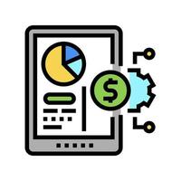 Finanzbericht auf Tablet-Bildschirm-Farbsymbol-Vektorillustration vektor