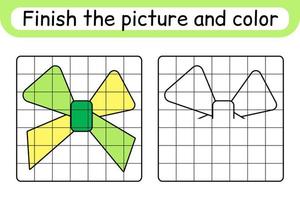 Vervollständigen Sie den Bildbogen. Kopieren Sie das Bild und die Farbe. beende das Bild. Malbuch. pädagogisches Zeichenübungsspiel für Kinder vektor