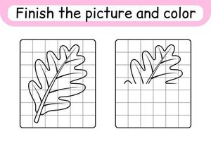 vervollständigen das Bild Blatteiche. Kopieren Sie das Bild und die Farbe. fertig das Bild. Malbuch. pädagogisches Zeichenübungsspiel für Kinder vektor