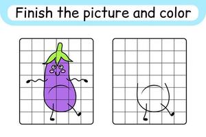 slutföra bilden aubergine. kopiera bilden och färgen. avsluta bilden. målarbok. pedagogiskt ritövningsspel för barn vektor