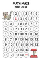 Bring die süße graue Katze zum Kratzbaum, indem du bis 16 zählst. vektor