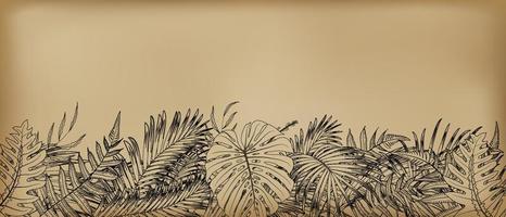 Zeichnung Natur Blatt Regenwald auf Vintage-Hintergrund vektor