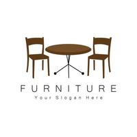möbellogodesign, hemmöbler illustration bordsikoner, stolar, skåp, lampor vektor