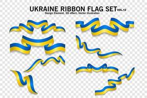 Ukraine-Band-Flaggen-Set, Gestaltungselement. 3D auf transparentem Hintergrund. Vektor-Illustration vektor