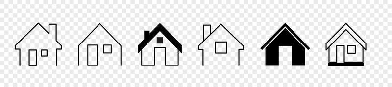 hus ikoner set. hem ikon samling. fastighet. platt stil hus symboler för appar och webbplatser på transparent bakgrund vektor