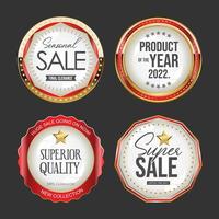 Sammlung von goldenen und roten Super Sale-Abzeichen und Etiketten vektor