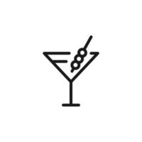 Zeichen für Sommercocktails. Vektorsymbol im flachen Stil mit schwarzer Linie gezeichnet. perfekt für Werbung, Websites, Cafés und Restaurantmenüs. Ikone der Früchte am Stiel im Cocktail vektor