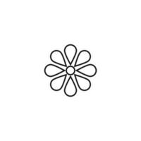 Umriss monochromes Symbol im flachen Stil mit dünner Linie gezeichnet. editierbarer Strich. Liniensymbol der Blume mit vielen schönen Blütenblättern isoliert auf weißem Hintergrund vektor