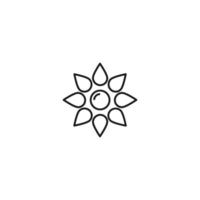kontur monokrom symbol ritad i platt stil med tunn linje. redigerbar linje. linje ikon av liten blomma med massor av kronblad med vassa kanter vektor