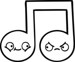 strichzeichnung cartoon musiknote vektor