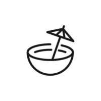 sommar cocktail tecken. vektor symbol ritad i platt stil med svart linje. perfekt för annonser, webbplatser, kaféer och restaurangmenyer. ikon för paraply på pinne i kopp