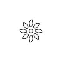 Umriss monochromes Symbol im flachen Stil mit dünner Linie gezeichnet. editierbarer Strich. Liniensymbol der Blume mit scharfen Blütenblättern vektor