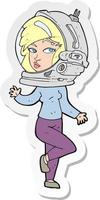 Aufkleber einer Cartoon-Frau mit Weltraumhelm vektor