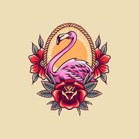 Retro-Illustration des Sommerflamingos vektor