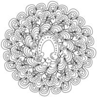 Kontur-Mandala mit einem Hufeisen in der Mitte, ein Glückssymbol auf der Malseite für st. Patricks Tag vektor