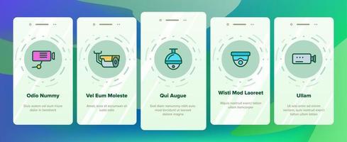 überwachungskameras, cctv-linearer vektor beim onboarding des mobilen app-seitenbildschirms