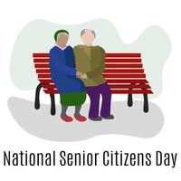 Nationaler Seniorentag sitzen ältere Menschen auf einer Bank im Park vektor