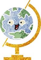 Cartoon-Globus der Welt im Retro-Illustrationsstil vektor