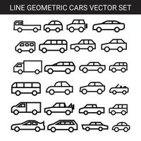 Schwarz-Weiß-Autos mit geometrischer Linie, Vektorsatz