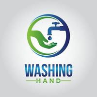 blå och grön modern tvätt hand sjukvård logotyp vektor