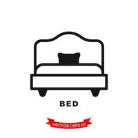 sovrum illustration, säng ikon i trendig platt stil vektor