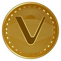 guld futuristisk vechain kryptovaluta mynt vektorillustration vektor