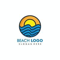 strand, hav, solnedgång, soluppgång, logotypdesign vektorillustration vektor