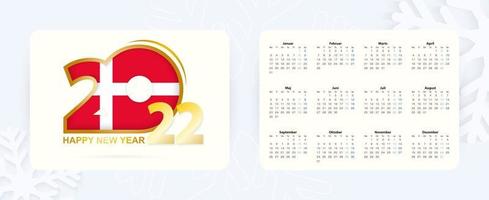 horisontell fickkalender 2022 på danska språket. månad på året på danska språket. vektor