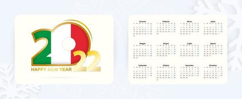 horisontell fickkalender 2022 på italienska språket. månad på året på italienska. vektor