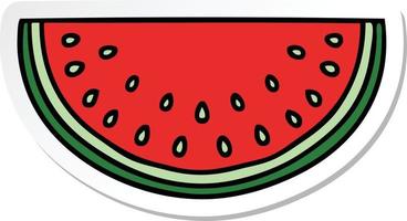 Aufkleber einer skurrilen, handgezeichneten Cartoon-Wassermelone vektor