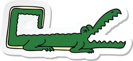 Aufkleber eines skurrilen, handgezeichneten Cartoon-Krokodils vektor