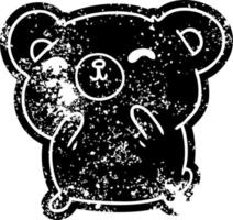 Grunge-Symbol kawaii süßer glücklicher Bär vektor