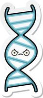 klistermärke av en söt tecknad DNA-sträng vektor