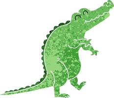 knäppa retro illustration stil tecknad krokodil vektor